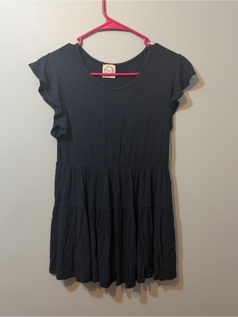 Women’s Blue Ruffle Sleeve Tiered Dress Top